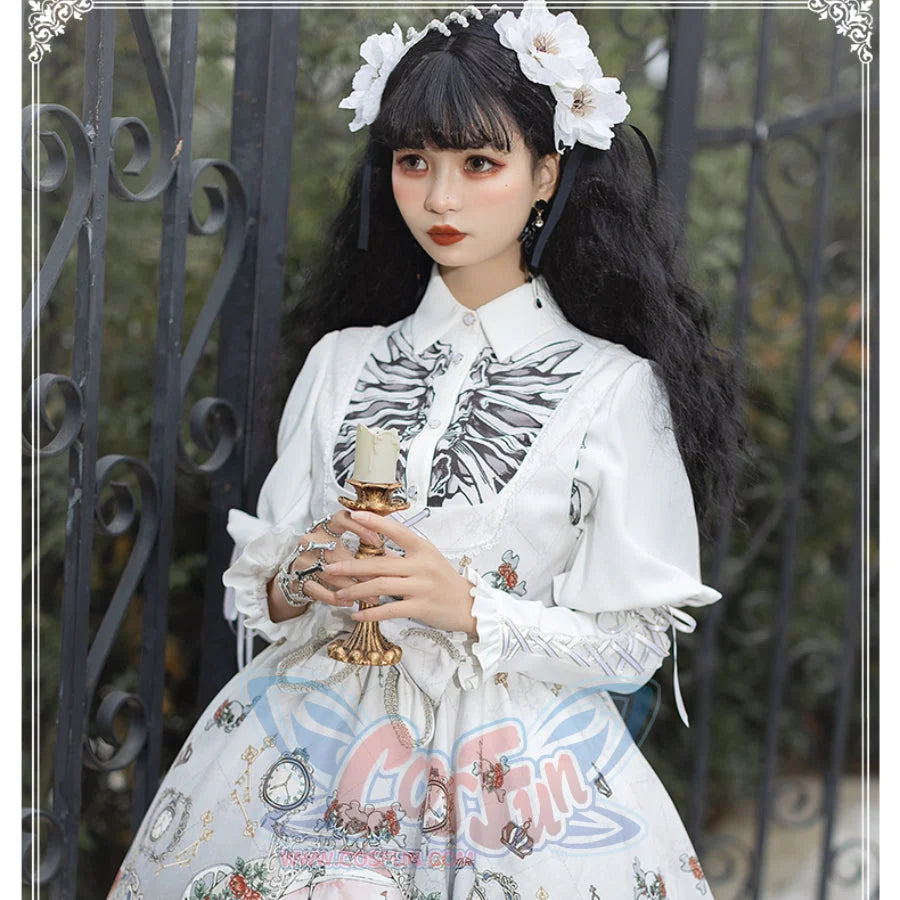 Vintage Gothic Lolita Jumper Skirt and Long-sleeved Shirt