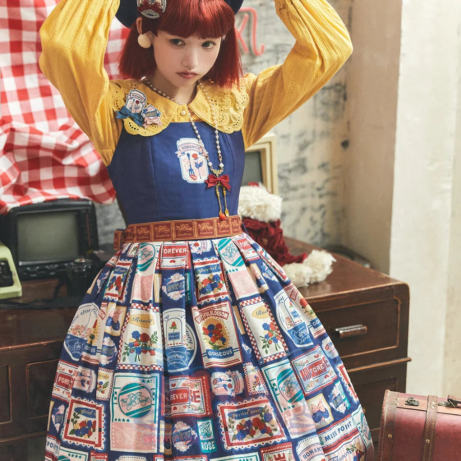 American Style Vintage Daily Lolita Jumper Skirt - cosfun