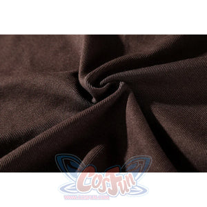 Captain Steve Rogers cosplay costume gathers brown stretch fabric into a close texture view.