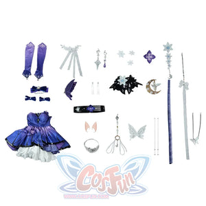 Honkai: Star Rail Castorice Gossamer Flutter cosplay costume includes a gradient dress plus butterfly hair ornaments.
