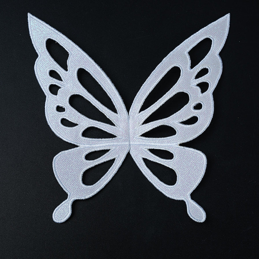 Honkai: Star Rail Castorice Gossamer Flutter cosplay costume presents a white embroidered butterfly wing accessory piece.