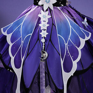 Honkai: Star Rail Castorice Gossamer Flutter cosplay costume presents a detailed waist chain anchored by a metallic moon.