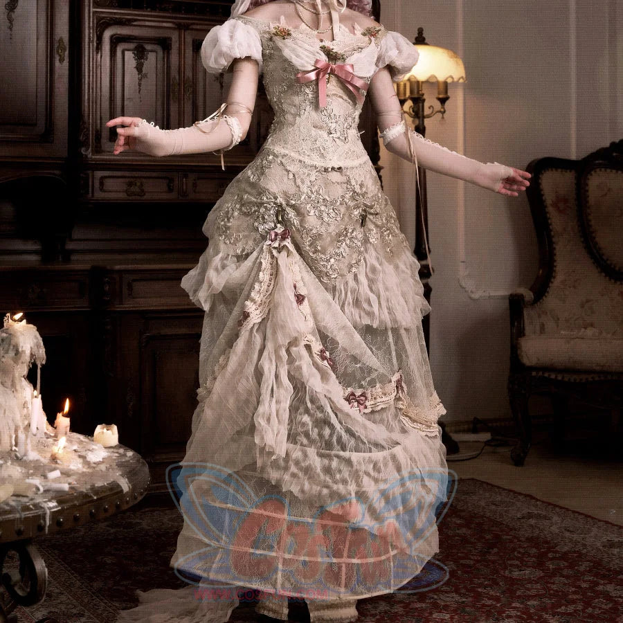 Rococo Duchess Vintage Elegant Off-Shoulder Puff Sleeve Mesh Top