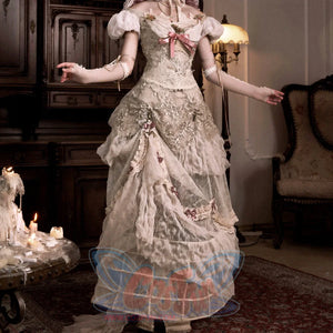 Rococo Duchess Vintage Elegant Off-Shoulder Puff Sleeve Mesh Top