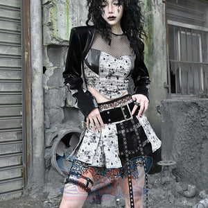 Spice Girl Gothic Fishnet Pleated Short Skirt