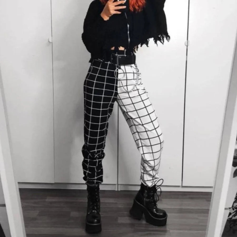 Checkerboard Color Block Stylish Pants Mp005936 S