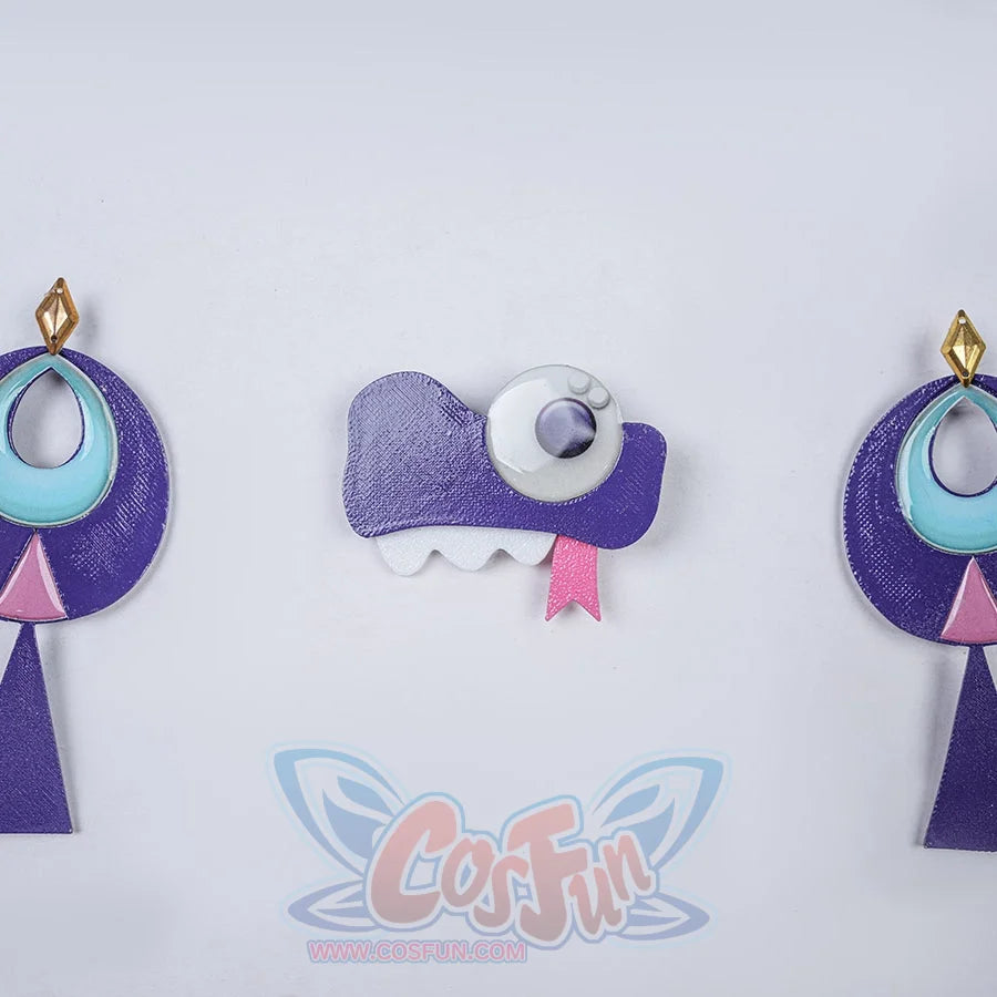 Genshin Impact Citlali Whispers of Stars and Smoke cosplay costume hair clips and decorative monster character emblem.