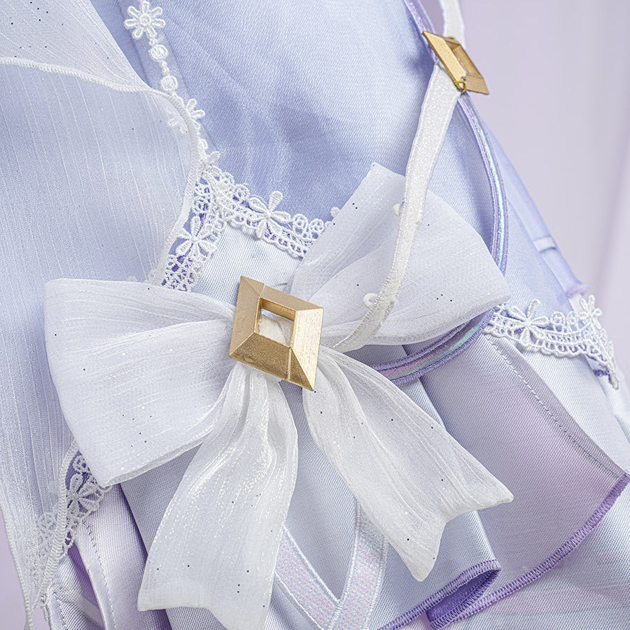 Genshin Impact Citlali Whispers of Stars and Smoke cosplay costume gathers delicate white glitter bows on satin.