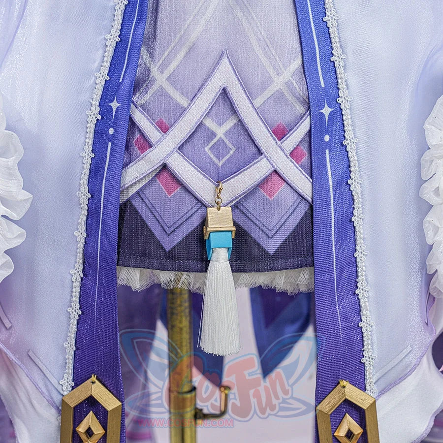 Genshin Impact Citlali Whispers of Stars and Smoke cosplay costume centers on layered purple geometric fabric and a tassel.