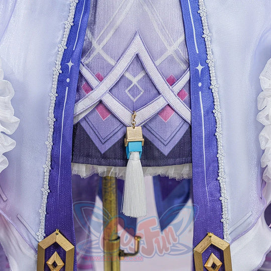 Genshin Impact Citlali Whispers of Stars and Smoke cosplay costume centers on layered purple geometric fabric and a tassel.