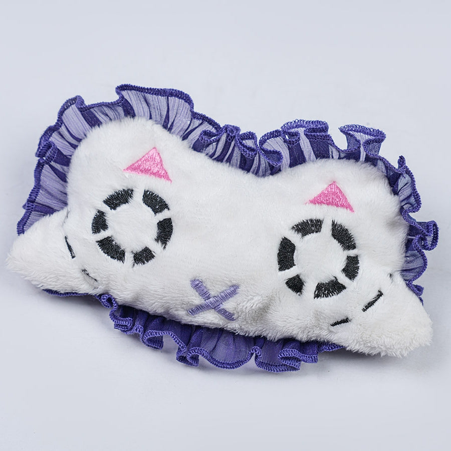 Genshin Impact Citlali Whispers of Stars and Smoke cosplay costume eye mask piece traces purple frills around white plush.