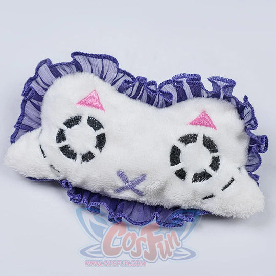Genshin Impact Citlali Whispers of Stars and Smoke cosplay costume eye mask piece traces purple frills around white plush.
