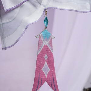 Genshin Impact Citlali Whispers of Stars and Smoke cosplay costume centers a pink fabric tassel under blue gem-like accent.