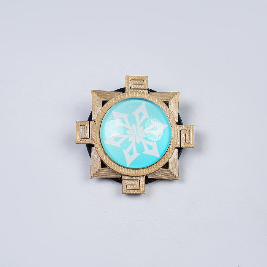 Genshin Impact Citlali Whispers of Stars and Smoke cosplay costume vision centers a cyan star emblem in a gold-tone frame.