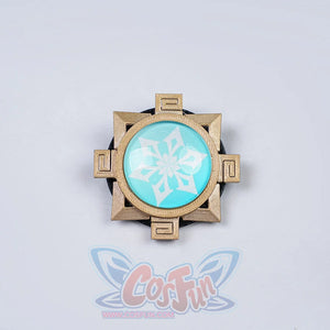 Genshin Impact Citlali Whispers of Stars and Smoke cosplay costume vision centers a cyan star emblem in a gold-tone frame.