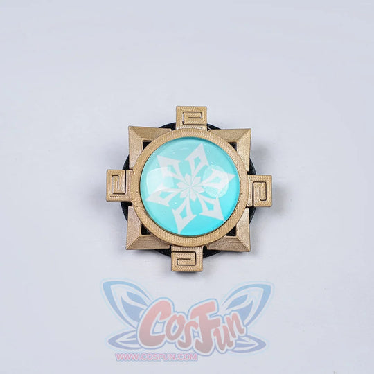 Genshin Impact Citlali Whispers of Stars and Smoke cosplay costume vision centers a cyan star emblem in a gold-tone frame.
