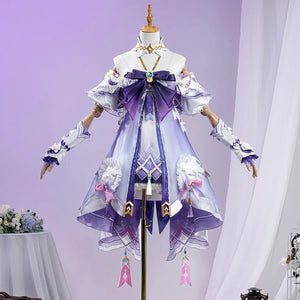 COSFUN Genshin Impact Citlali Whispers of Stars and Smoke cosplay costume centers the layered purple dress and accessories.