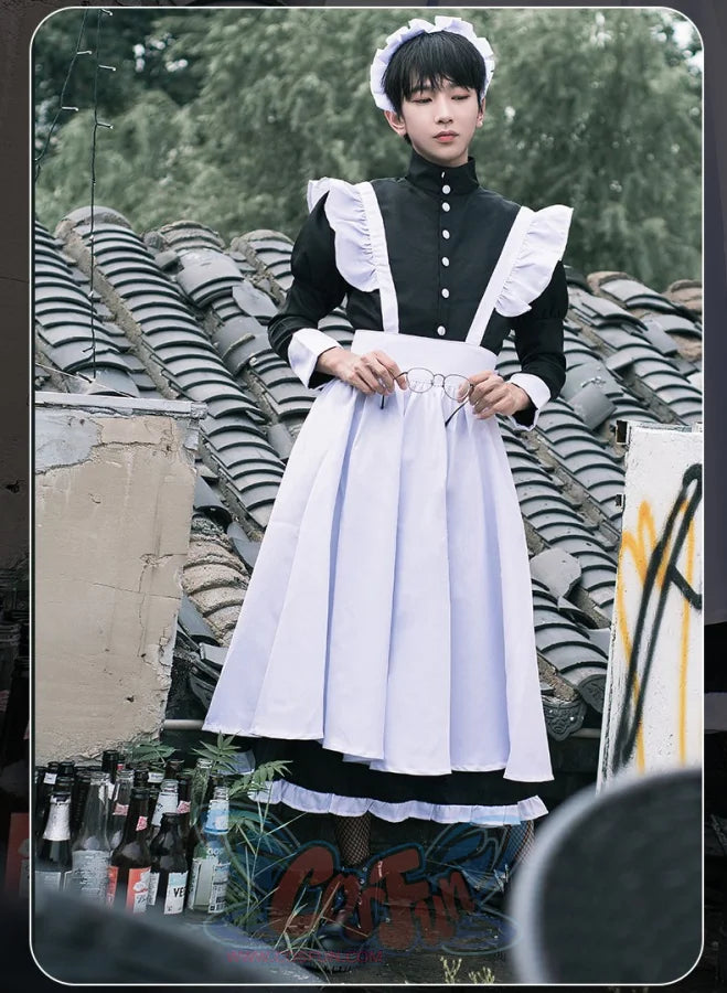 Coffee Big Man Maid Cute Gay Lolita Cross-Dressing Cosplay Costume Costumes