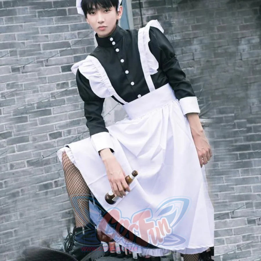 Coffee Big Man Maid Cute Gay Lolita Cross-Dressing Cosplay Costume J40775, M Coffee Big Man Maid Cute Gay Lolita Cross-Dressing Cosplay Costume J40775, M