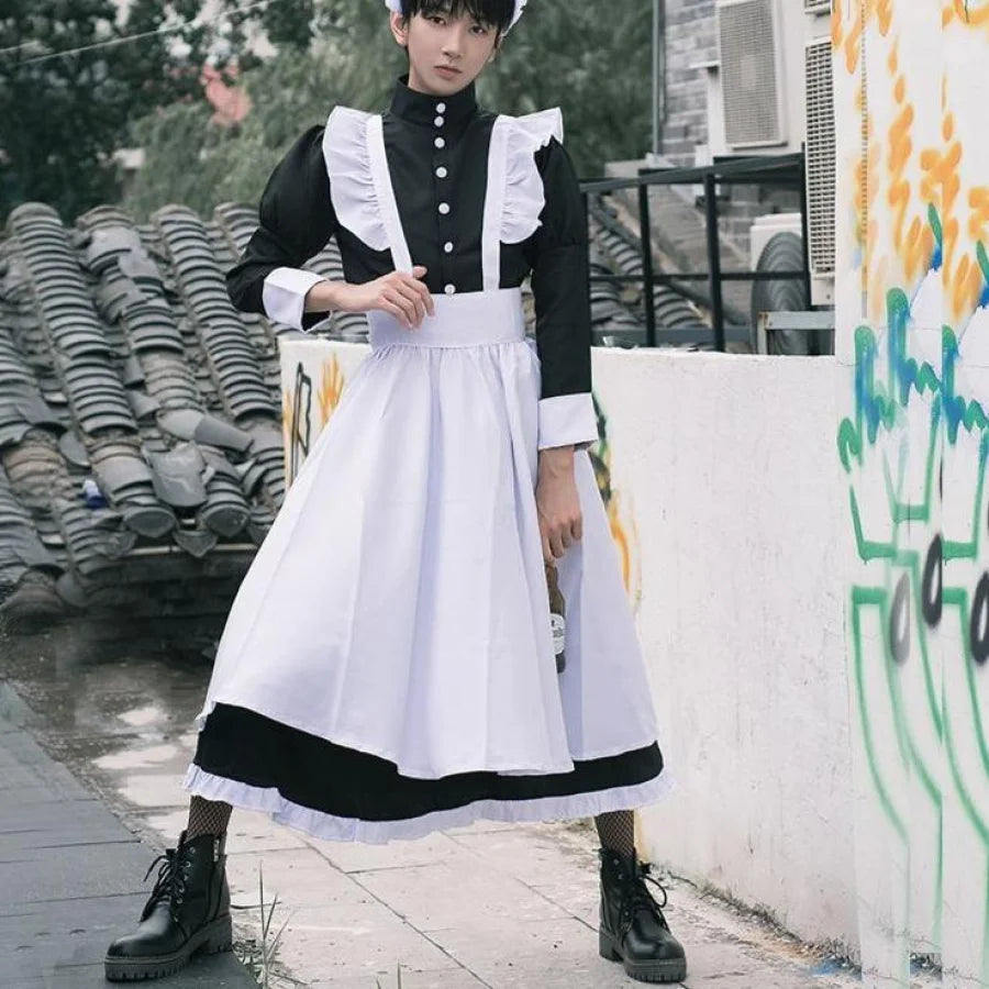 Coffee Big Man Maid Cute Gay Lolita Cross-Dressing Cosplay Costume Costumes