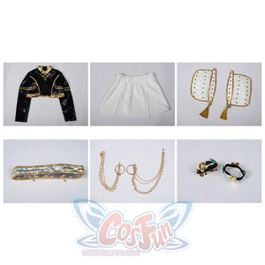 HUNTR/X Kid Zoey cosplay costume all set, includes top, skirt, shoulder ornaments, waist ornaments, belt, head accessory