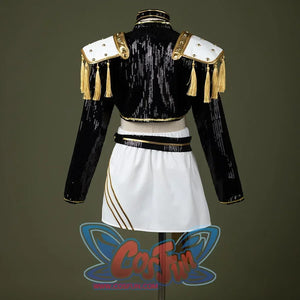 HUNTR/X Kid Mira cosplay costume, sequins black, golden and white outfit, back view