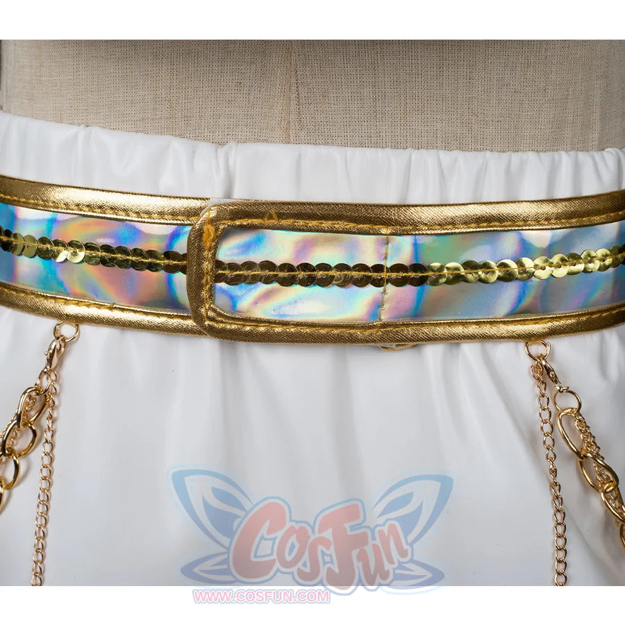 HUNTR/X Kid Zoey cosplay costume,  golden belt and chains, back view