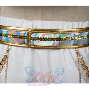 HUNTR/X Kid Zoey cosplay costume,  golden belt and chains, back view