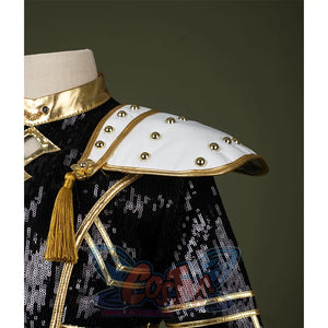 HUNTR/X Kid Zoey cosplay costume, shoulder ornament detail, it's white with golden edge