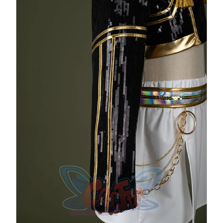 HUNTR/X Kid Zoey cosplay costume, sleeves, make of black sequins with golden decorations