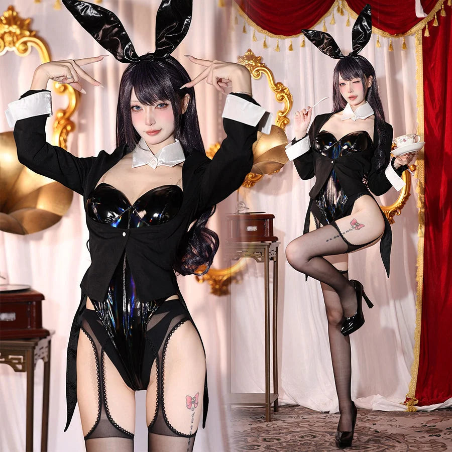 Bunny girl in black bunny dress