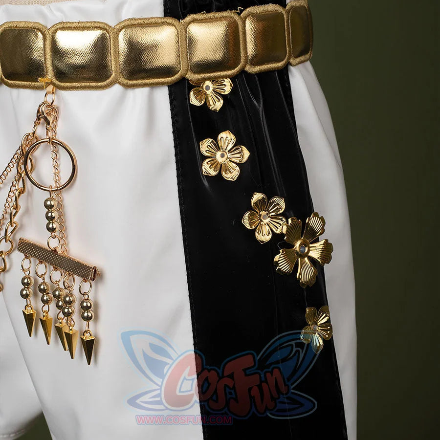 HUNTR/X Rumi cosplay costume for kids, white shiny stage outfit, shorts details