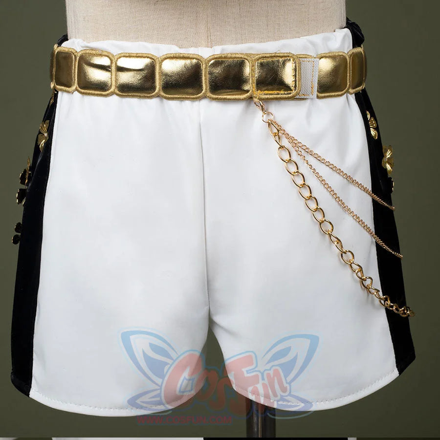 HUNTR/X Rumi cosplay costume for kids, white shiny stage outfit, shorts