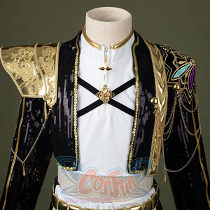 HUNTR/X Rumi cosplay costume for kids, golden black and white shiny stage outfit, upper top