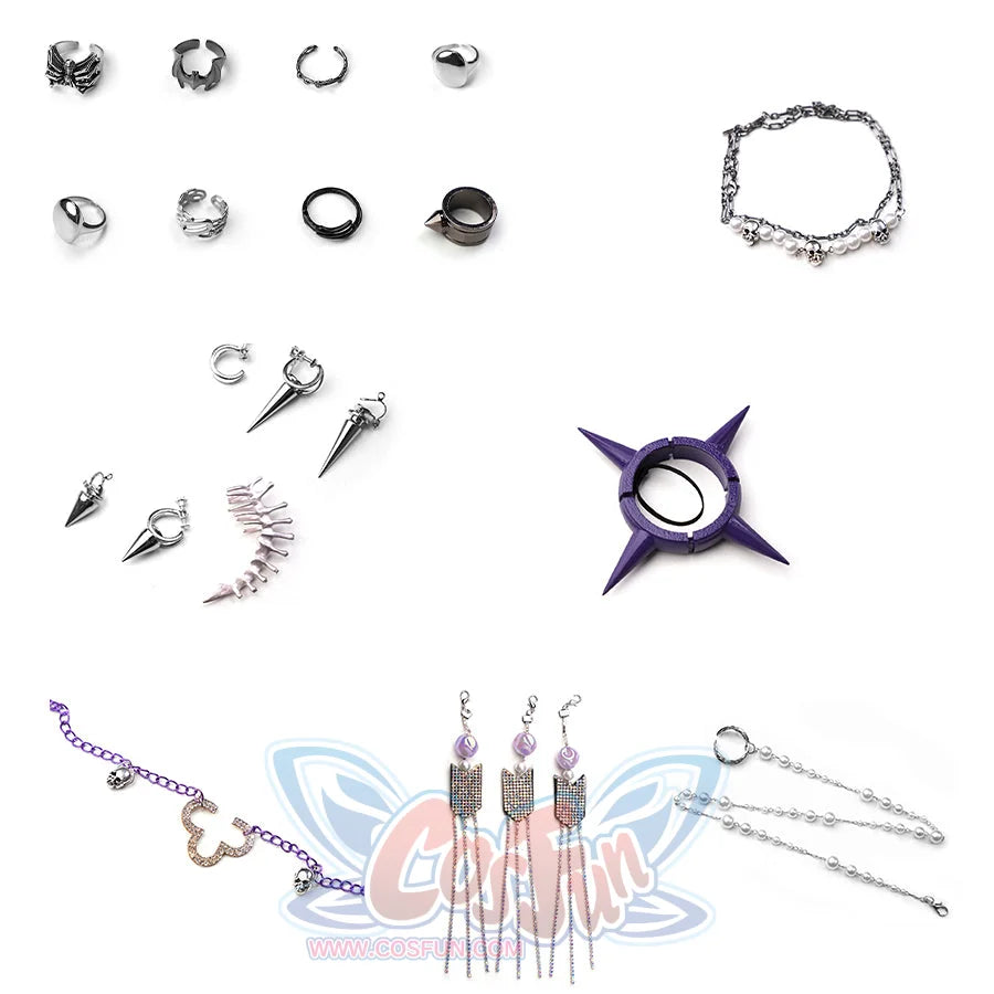 Rumi Cosplay Costume KILLER Black Suit chain set