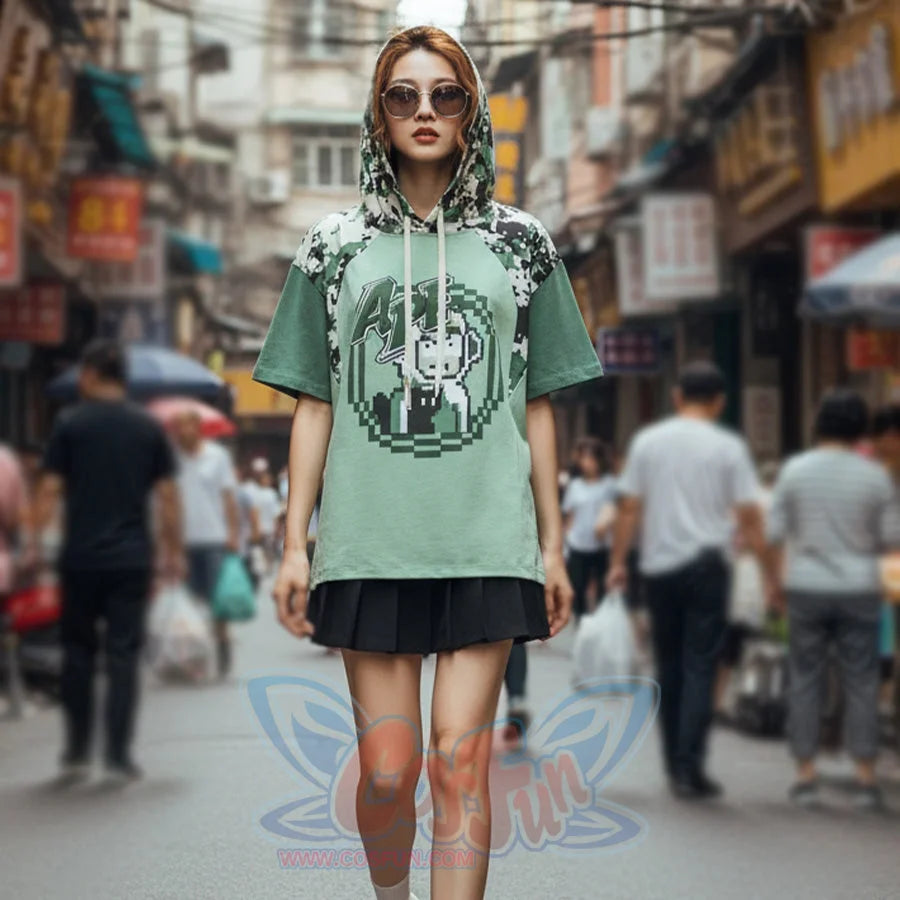 COSFUN Camo Monkey Hoodie Summer Short Sleeve Sweatshirt FAN0023 Sweatshirt