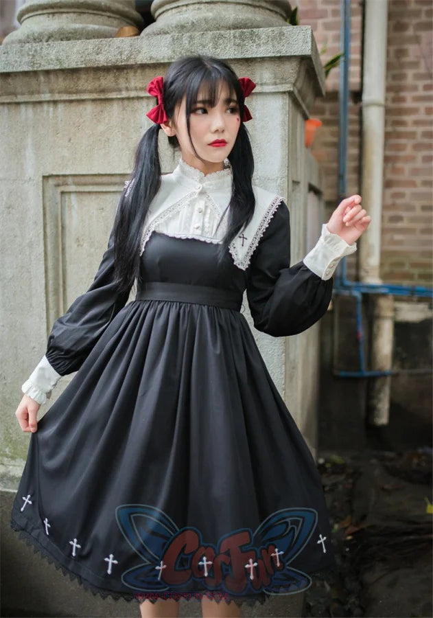 Cross Pattern Embroidery Gothic Lolita Dress Mp006165
