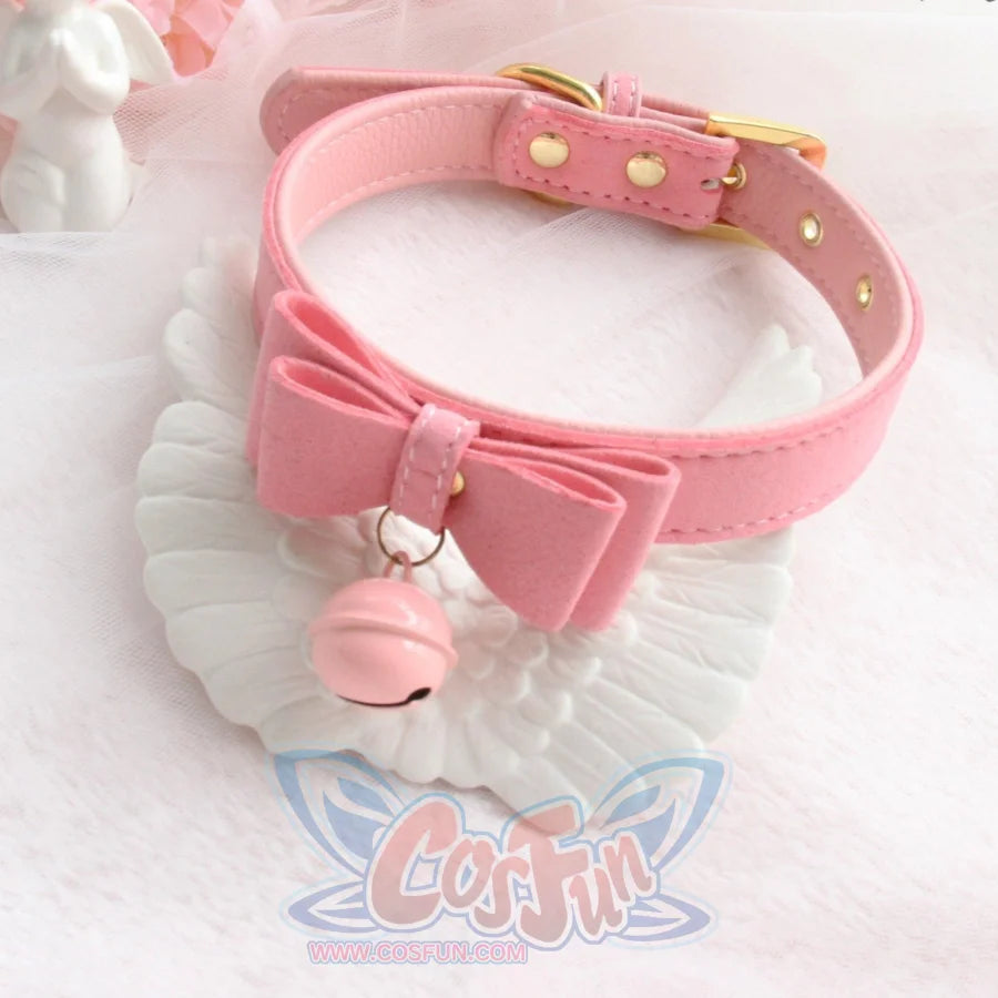 Cute Bow Small Bell Wristband Anklet Armlet Suede Bracelets Choker Pink Props &amp; Accessories
