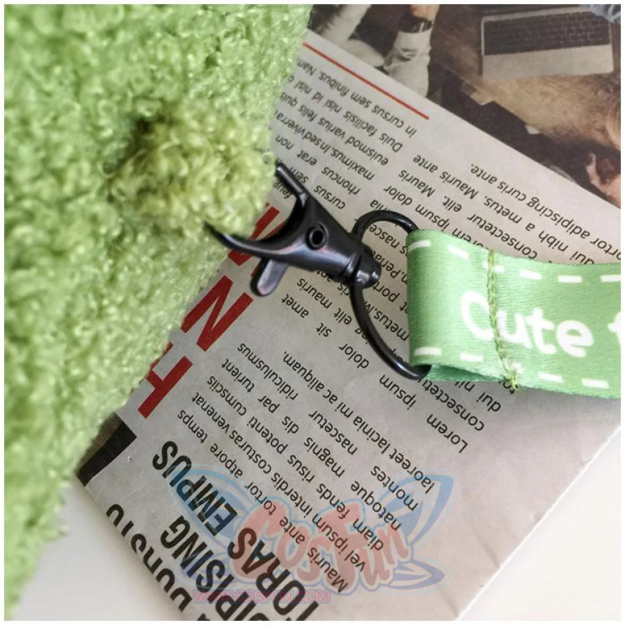 Cute Cartoon Plush Green Frog Doll Faux Wool Shoulder Bags C00072
