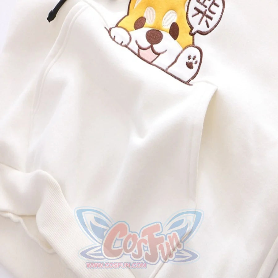 Cute Puppy Shiba Inu Color Block Hoodie J40229 Sweatshirt