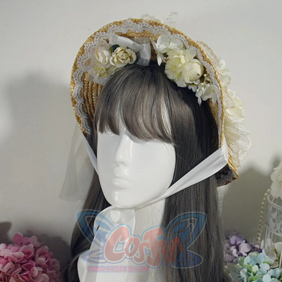 Original Elegant And Classic Lolita Flowers Straw Hat
