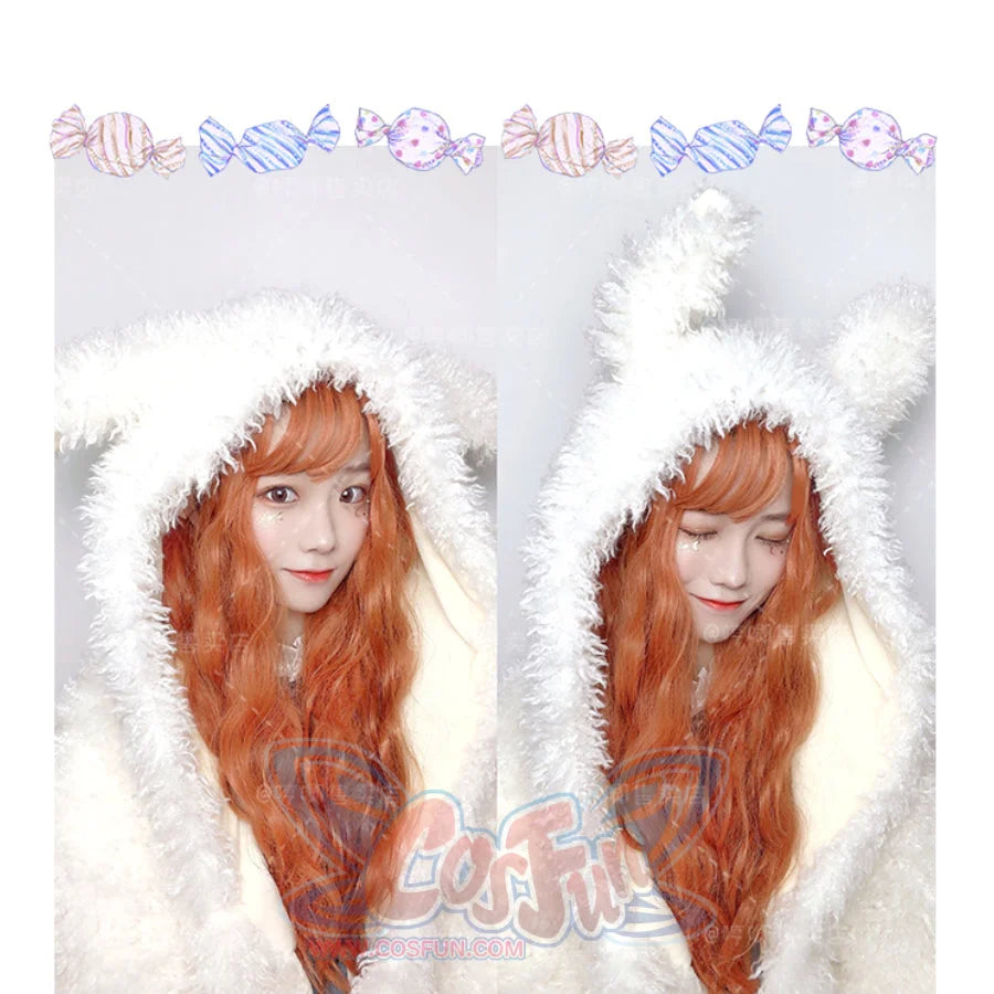 Soft Girl Harajuku Style Long Brunches Curly Wig Pumpkin Color