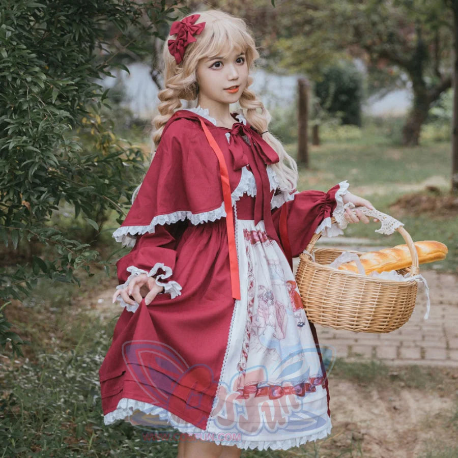 Little Red Riding Hood Sweet and Lovely Lolita Jumper Skirt - cosfun Little Red Riding Hood Sweet and Lovely Lolita Jumper Skirt - cosfun