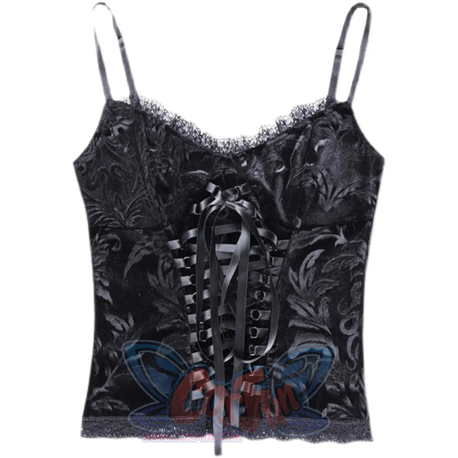 Summer Lace Up V Neck Slim Spaghetti Strap S22912