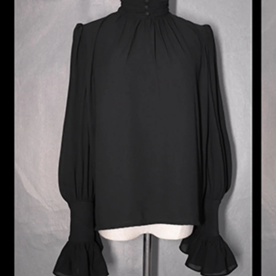 French Gothic Lolita Long-sleeved Shirt Black / S