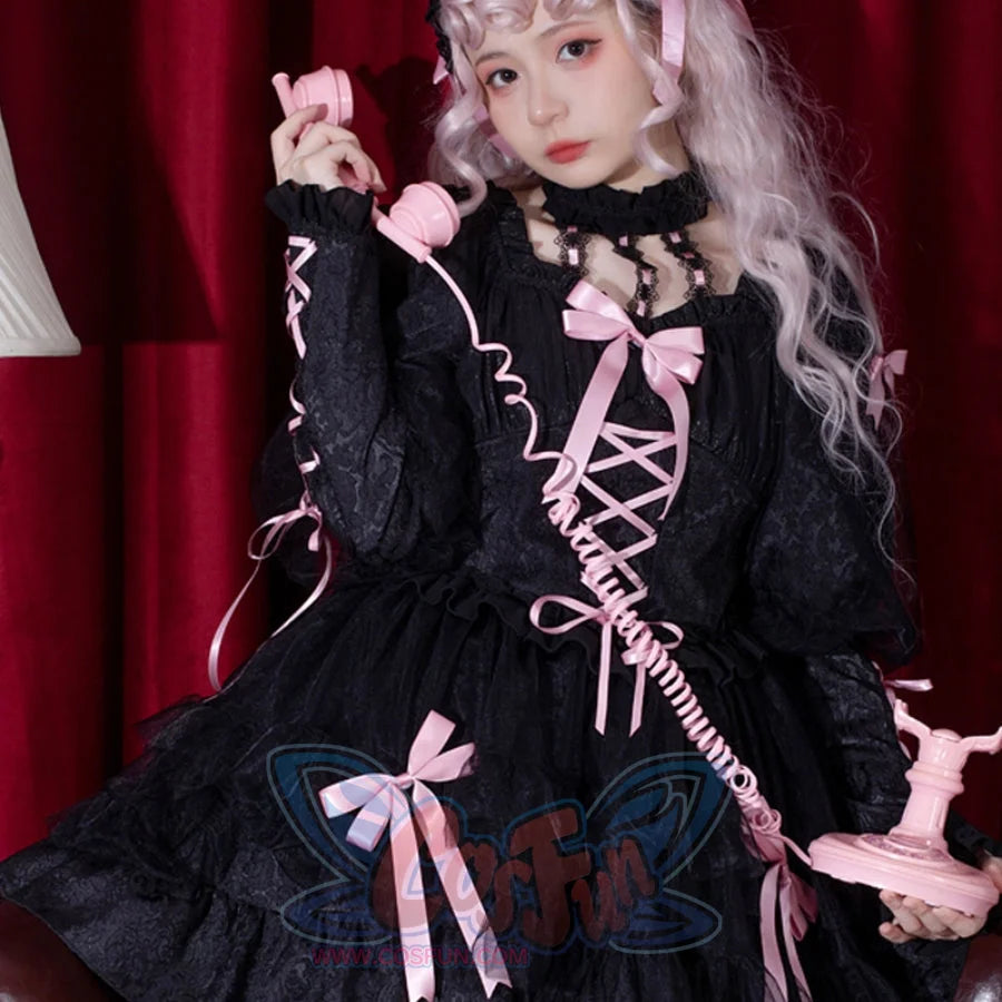 Sweet and Cool Gothic Lolita Slip Dress and Long-sleeved Dress S22810 - cosfun