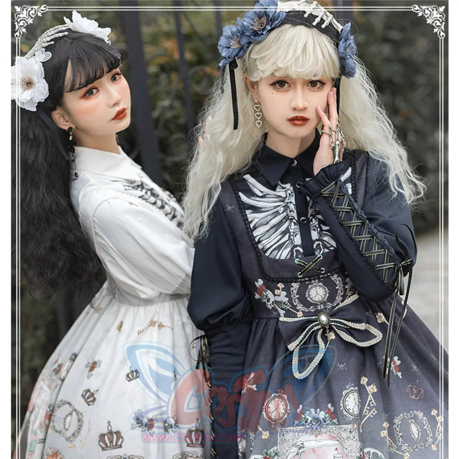 Vintage Gothic Lolita Jumper Skirt and Long-sleeved Shirt