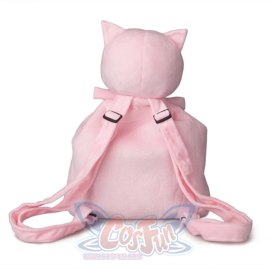 Danganronpa Chiaki Nanami cosplay cat bag back view sets shoulder straps against the plush body