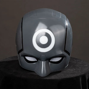 COSFUN Daredevil: Born Again Bullseye cosplay helmet front view centers a white target over narrow eye cutouts