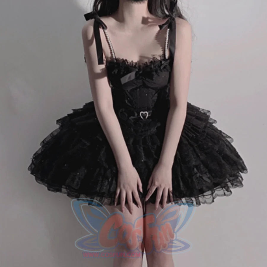 Lovely Classic Lolita Fairy Ballet Short Skirt Sets Black / S / Short Skirt
